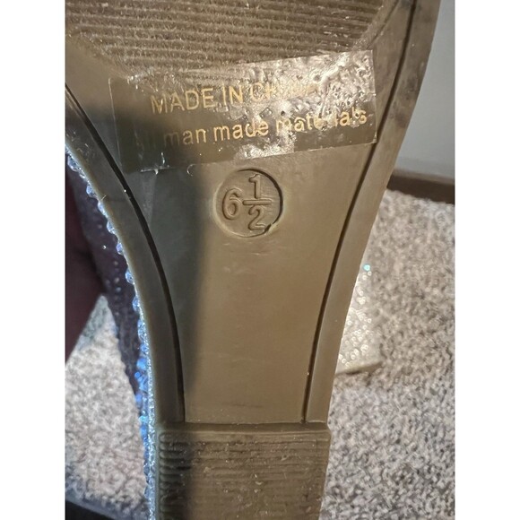 Dream Pairs Silver Glitter Wedge Sandals Size 6.5 - Picture 5 of 5